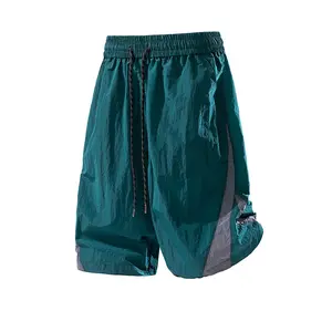Men’s American casual quick-dry shorts for summer — trendy brand, loose fit, versatile straight-leg athletic shorts; thin ice silk with color-block panels, minimalist everyday shorts #SummerVibes