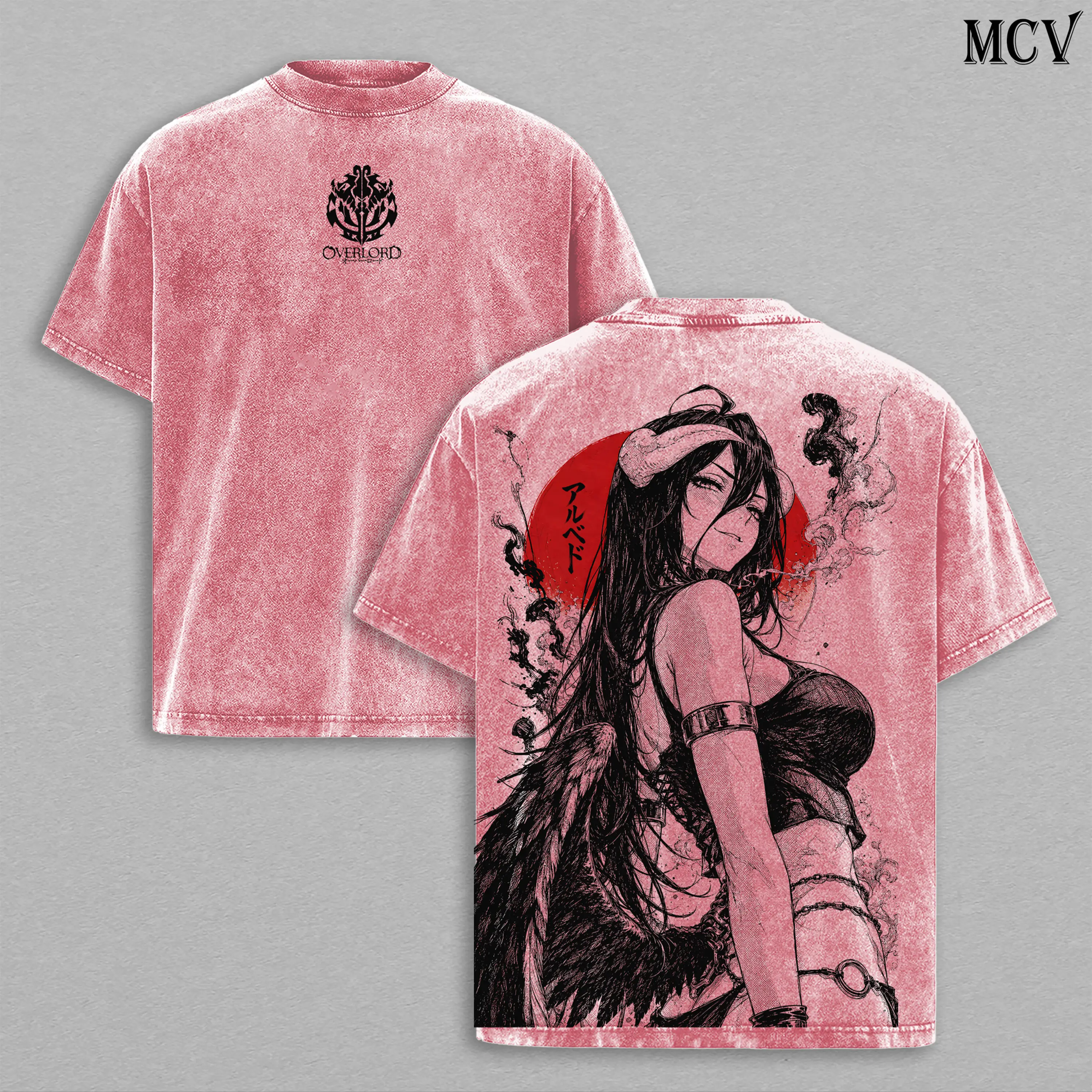 Albedo Overlord Tee – Albedo Vintage Washed T-Shirt | Guardian Overseer | Queen of Nazarick Anime Manga Graphic Tee | Heavyweight Cotton Unisex Oversized Streetwear Top