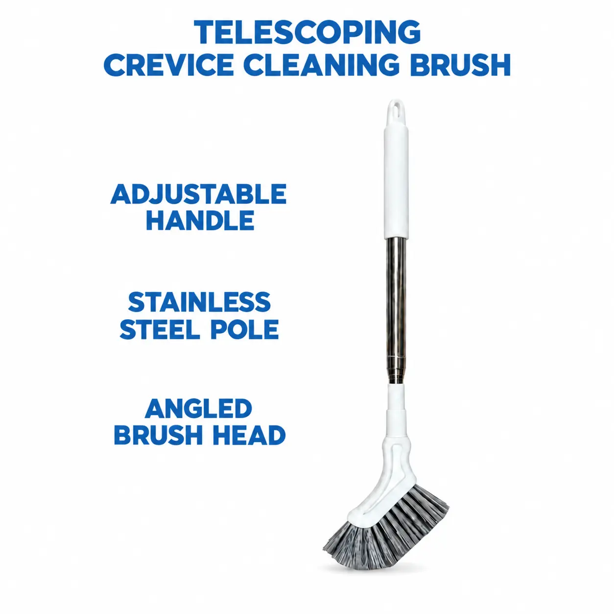 Stainless steel adjustable long handle gap cleaning brush, narrow gap cleaner, used for difficult to reach corners in bathrooms, kitchens, and rooms