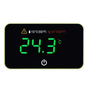 Aquarium Digital Thermometer with LED Touch Screen - Stick-on Fish Tank Thermometer for Betta Tanks, HI/LO Temperature Alarm, Cordless Waterproof Sensor, CR2032 Battery (14-140°F/-10-60°C)
