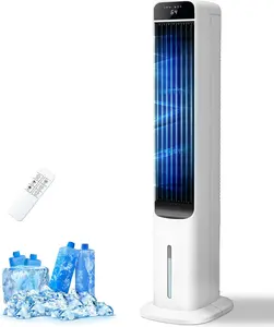 2-In-1 Evaporative Air Cooler Portable Windowless Air Conditioner Fan with Remote Control, Air Cooling Fan with 4 Ice Packs, 12H Timer, 50° Oscillation, 3 Speed Tower Fan for Home, Office