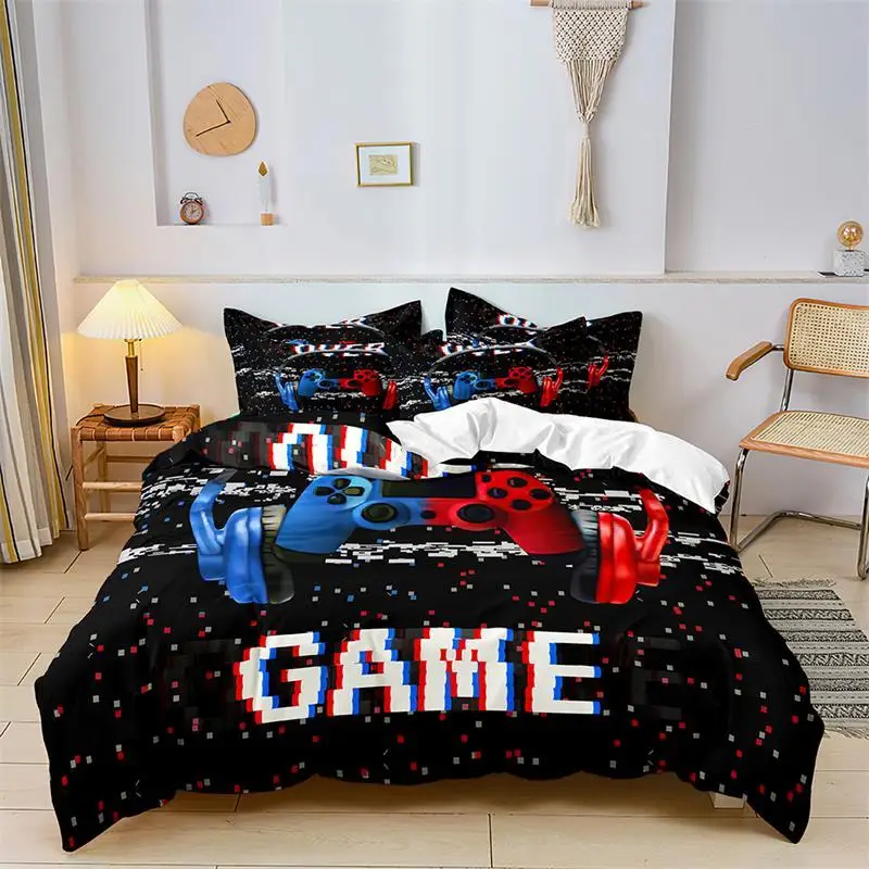 3p/set Game Headphone Print Duvet Cover & Pillowcase Set Without Filler, Casual Bedding Set for Home Bedroom Guest Room