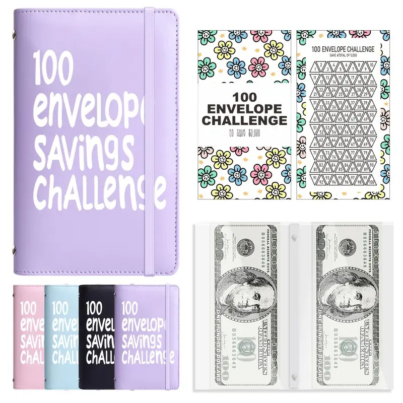 100 Days Saving Challenge Coin Envelope BudgetStorage Book - Binding Covers With Daily Savings Tracker,Habit-Forming System, And Cash Savings Goal Of $5050Develop A Consistent Savings Habit
