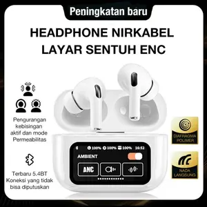 New Wireless Earbuds with Bluetooth 5.4, featuring a multifunctional touchscreen, Hybrid ANC + ENC for active noise cancellation, and extended battery life. Designed for laptops, Android/iOS devices, and tablets. Wireless Earphones