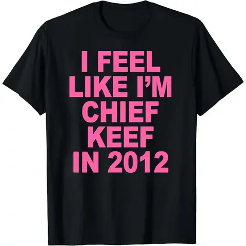 Men's 2012 Chief Keef Graphic T-Shirt - Oversized Soft Cotton Short-Sleeve Round Neck Male Clothing, Casual Streetwear Plus Size Clothes, Hip-Hop Meme Sports Top (Incl. Hoodie & Sweatshirt)