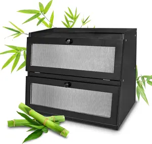 Bread Box, 100% Natural Bamboo Storage, Extra Large Capacity Container, Double Layer Breadbox for Kitchen Countertop, Farmhouse Homemade