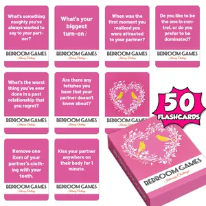 50 pieces romantic pink couple cards - night bedroom affection-enhancing game cards