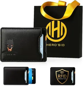Leather Bat Wallet - Personalized wallet Man Woman, Superhero Mask - Slim Card Holder, Bat ID Heroic wallet- Unique Holiday Gift Birthday, Anniversary, for Dad, Husband, Boyfriend, Wife, Father's day