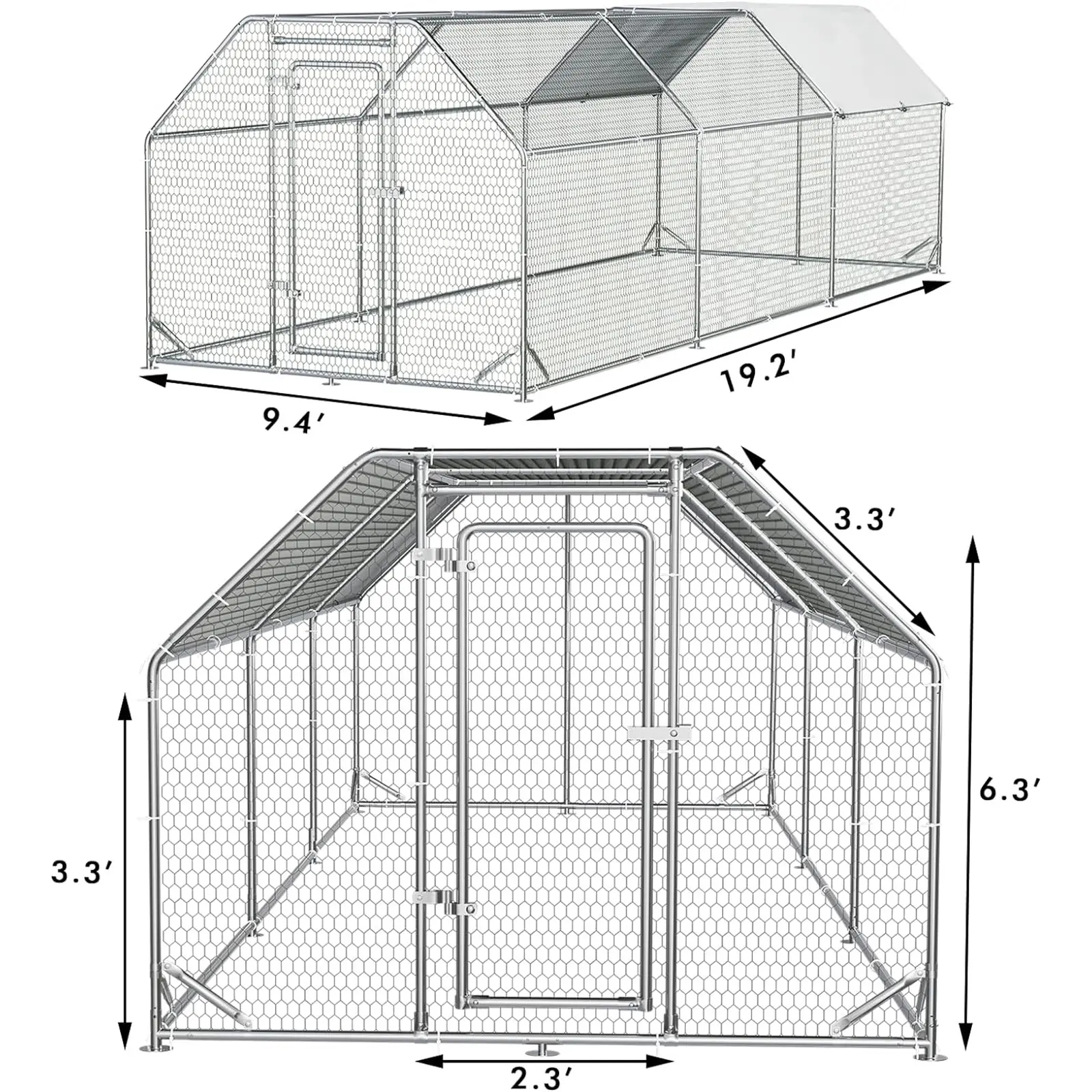 19.2’ L × 9.4’ W × 6.3’ H
