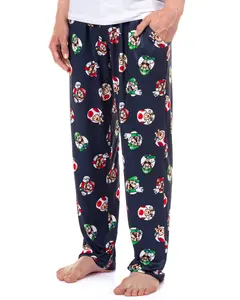 Super Mario Pajama Pants Men's AOP Mario Luigi Toad Character Porthole Pajamas Loungewear Sleepwear