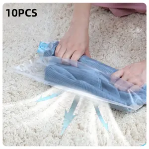 Pump free compression bag - Space saving bag - No need for vacuum or pump during travel - Pump free hand roll vacuum compression bag - Business trip classified storage hand roll travel bag, Vacuum Sealer Bags