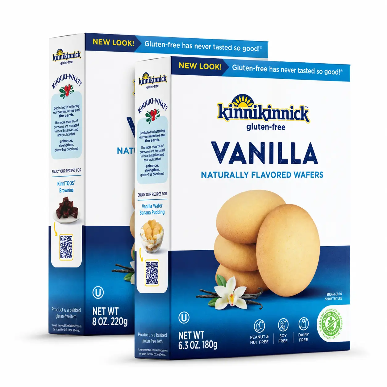 Kinnikinnick Vanilla Wafers Gluten-Free, Allergy-Friendly Snack Cookies, 6.3 oz Boxes
