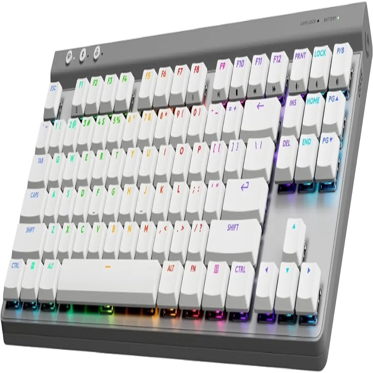 Logitech G515 Wireless Gaming Keyboard TKL, LIGHTSYNC RGB, Thin Tenkeyless Design, Double-Shot PBT Keycaps, Tactile Brown Mechanical Switches - White White Wireless Tactile Switches Keyboard
