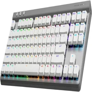 Logitech G515 Wireless Gaming Keyboard TKL, LIGHTSYNC RGB, Thin Tenkeyless Design, Double-Shot PBT Keycaps, Tactile Brown Mechanical Switches - White White Wireless Tactile Switches Keyboard