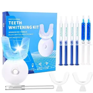 6 X 3ml Carbamide Peroxide Teeth Whitening Gel Kit - Fast,Gentle,Safe Enamel Teeth Brighting System with LED Light, Professional Oral Care Results Teeth Tool