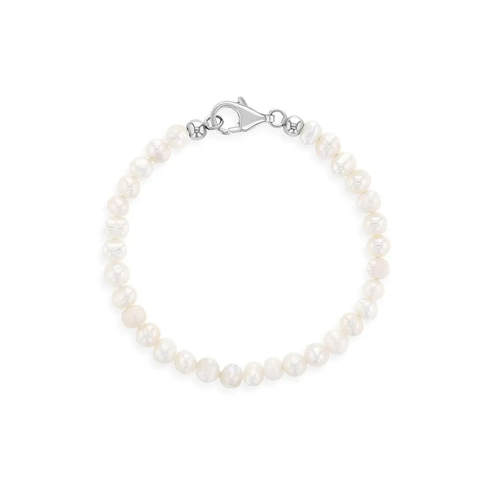 4.5-6.5" Small Freshwater Cultured Pearl Baby / Toddler / Kids Charm Bracelet - Sterling Silver 4.5-6.5" Small Freshwater Cultured Pearl Baby / Toddler / Kids Charm Bracelet - Sterling Silver