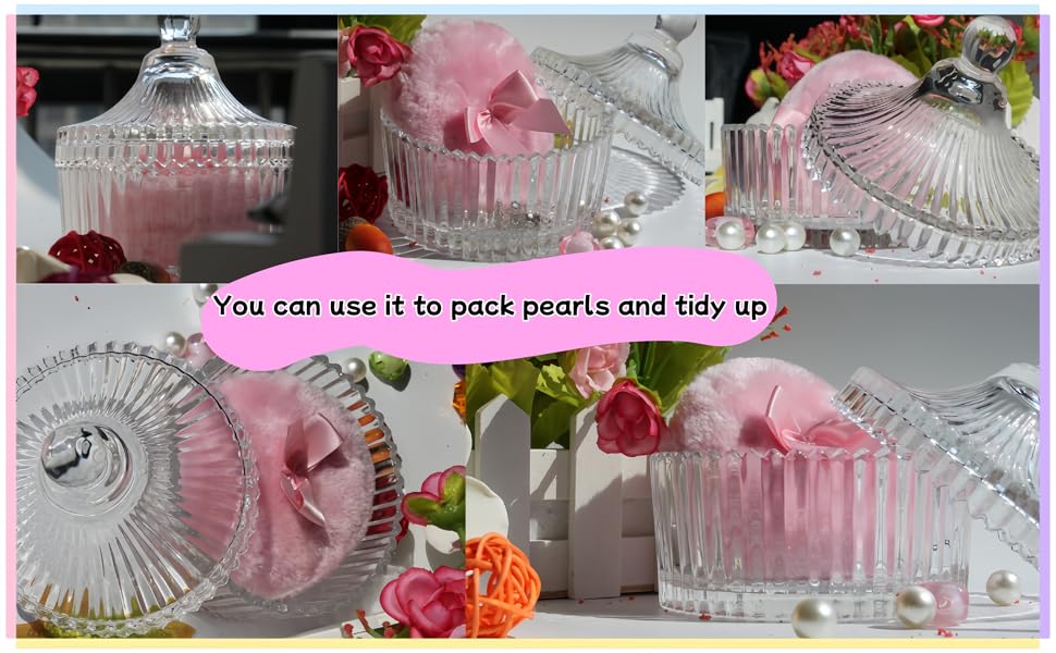 2 Pcs Large Body Powder Puff and Container Powder Container with Puff Powder Puff Crystal Container Soft Washable Reusable Velour Face Body Glitter Powder Puff Wet Dry Makeup (Pink)