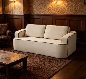 Space-Saving Double Seater Sofa with Integrated Handrails, Compact Stylish Upholstered Furniture Combining Decor & Practicality, Ideal for Studio Apartments, Small Living Rooms and Bedrooms