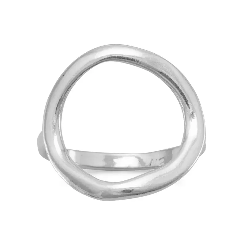 Open Circle Ring - Sterling Silver Textured Modern Design