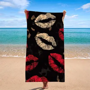 1pc Reusable Beach Towel, Quick-Dry Sand-Resistant, Quick Drying Towel, Dual-Tone Lip Print Design, Perfect for Coastal Travel & Photography