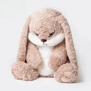 42CM Angry Rabbit Large Size Long Ear Plush Toy Cute Animal Plushie Doll Kawaii Soft Stuffed Model Room Decor Birthday Gifts