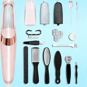 Electric Foot Callus Remover with 2 Rollers & Dual Speed, 16-in-1 Rechargeable Pedicure Foot File for Dead Hard Cracked Dry Skin