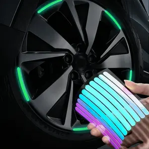 20pcs Car Wheel Rim Reflective Stickers, Waterproof Glow-In-Dark Decals, Road Safety Reflective Strips for Cars Motorcycles Bicycles, Car Accessories