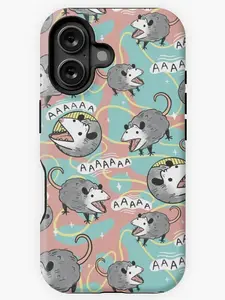 Funny Screaming Possum Phone Case – Cute Meme Animal Design, Aesthetic Protective Cover, Gift for Animal Lovers - Tough Case MagSafe Case for Model X 11 12 13 14 15 16 17 Pro Max S21 S22 S23 S24 S25 Ultra