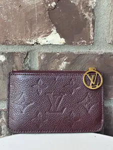 Pre-owned Louis Vuitton Leather Small Leather Goods Romy Card Holder Monogram Empreinte Wine 29108