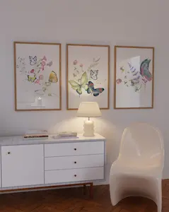 Trendy Retro Wall Art Set of 3, Butterfly Wall Art Set of 3, Vintage Butterfly Poster