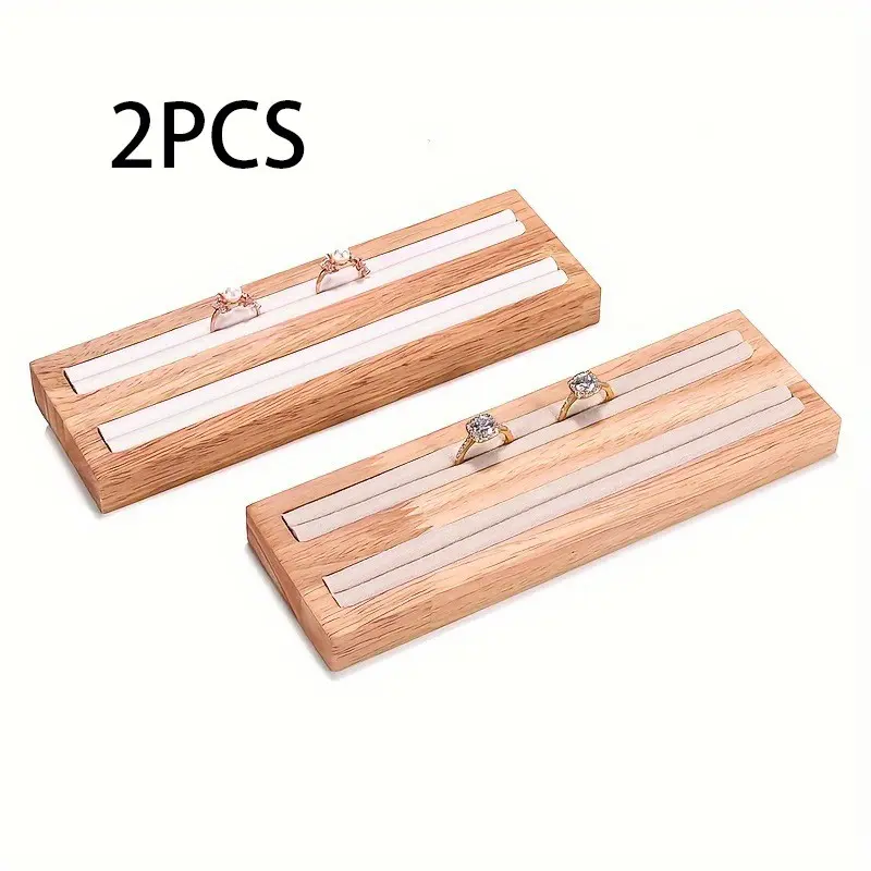 2pcs Solid Wood Oak Ring Storage Rack, Multi-Purpose Wooden Jewelry Display Stand, Home Use Ring and Bracelet Organizer, Exhibition Photography Props, Bracelet Holder