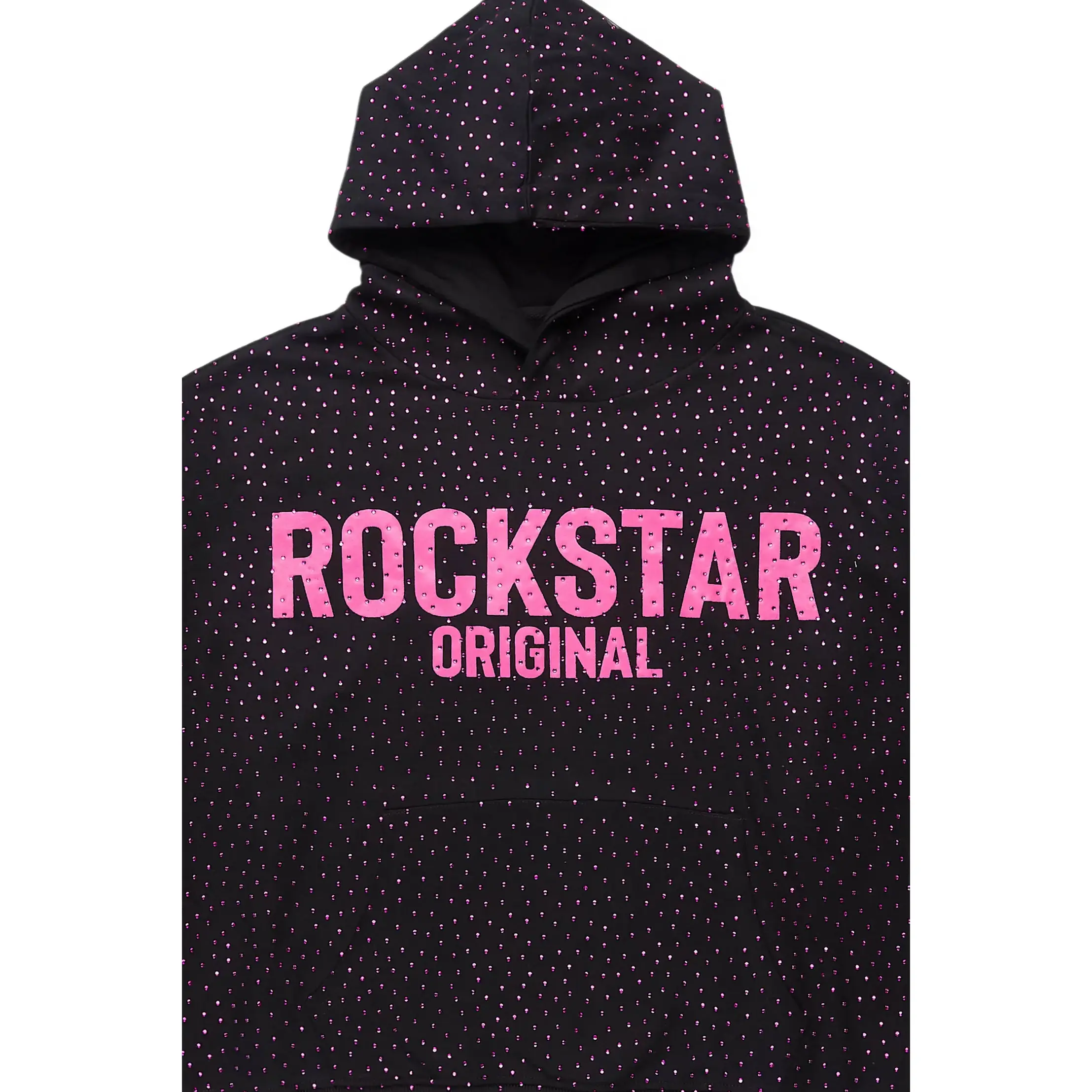 Crystiqa Black/Pink Rhinestone Hoodie - TikTok Shop