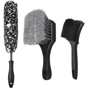 Car Wheel & Tire Brush Set, Wheel Cleaner Brush, Soft & Stiff Bristle Cleaning Brush, Wheel Brushes for Cleaning Wheels, Rim Brush for Car Body Exterior Surface, Carpet, Truck, SUV, RV, Motorcycle