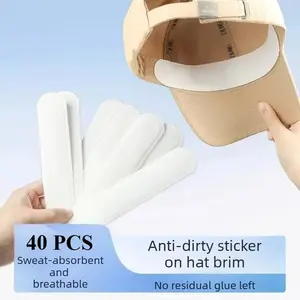 40 pieces sweat-absorbing adhesive patches for hat brims and collar areas, dirt-resistant, disposable, breathable thin design, suitable for students’ military training