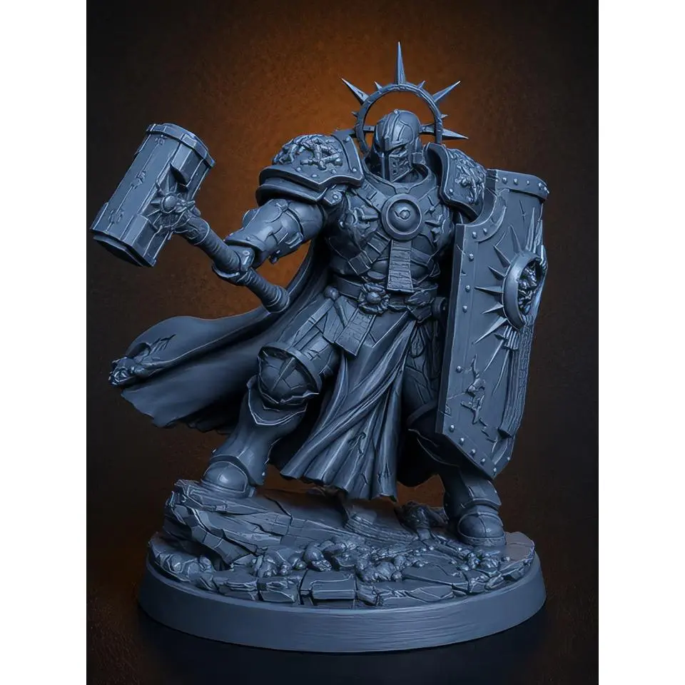 Warhammer 40K - Imperial Guard Officer with Hammer and Shield - Detailed Collectible Model - Perfect for Tabletop Gaming and Display