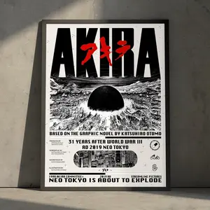 Akira Anime Manga 90s Movie Poster Art Print, Vintage Minimalist Japanese Wall Decor Artwork