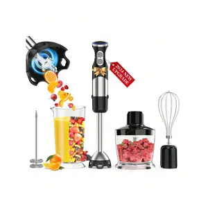 Immersion Blender 5 In 1 Handheld Blender - 1100W Scratch Resistant Blender Stick, 12 Speed And Turbo Boost Hand Blender With Chopper,Beaker,Whisk And Milk Frother For Milkshake Puree Smoothie Food