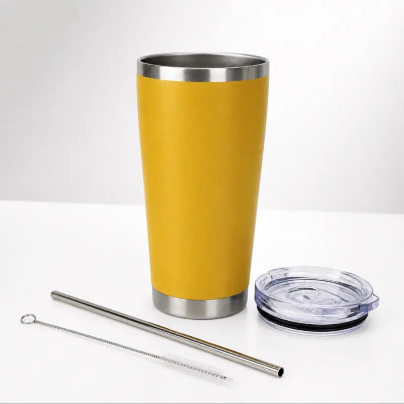 20 oz Stainless Steel Insulated Tumbler with Lid, Straw & Cleaning Brush
