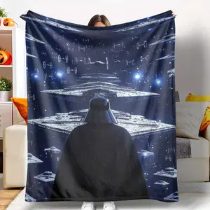 Galaxy Space Fleet Flannel Blanket SciFi Fighter Ship Print UltraSoft Lightweight Warm Breathable Fleece Throw for Bedroom Bedding Living Room Sofa Couch Camping Travel Office Nap Unique Home Decor Gift