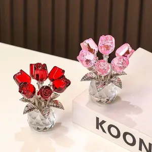 A Rose That Never Wilts  Handmade K9 Crystal Flower Bouquet in Vase – Perfect Valentine’s, Anniversary Gift for Wife or Girlfriend Summervibes