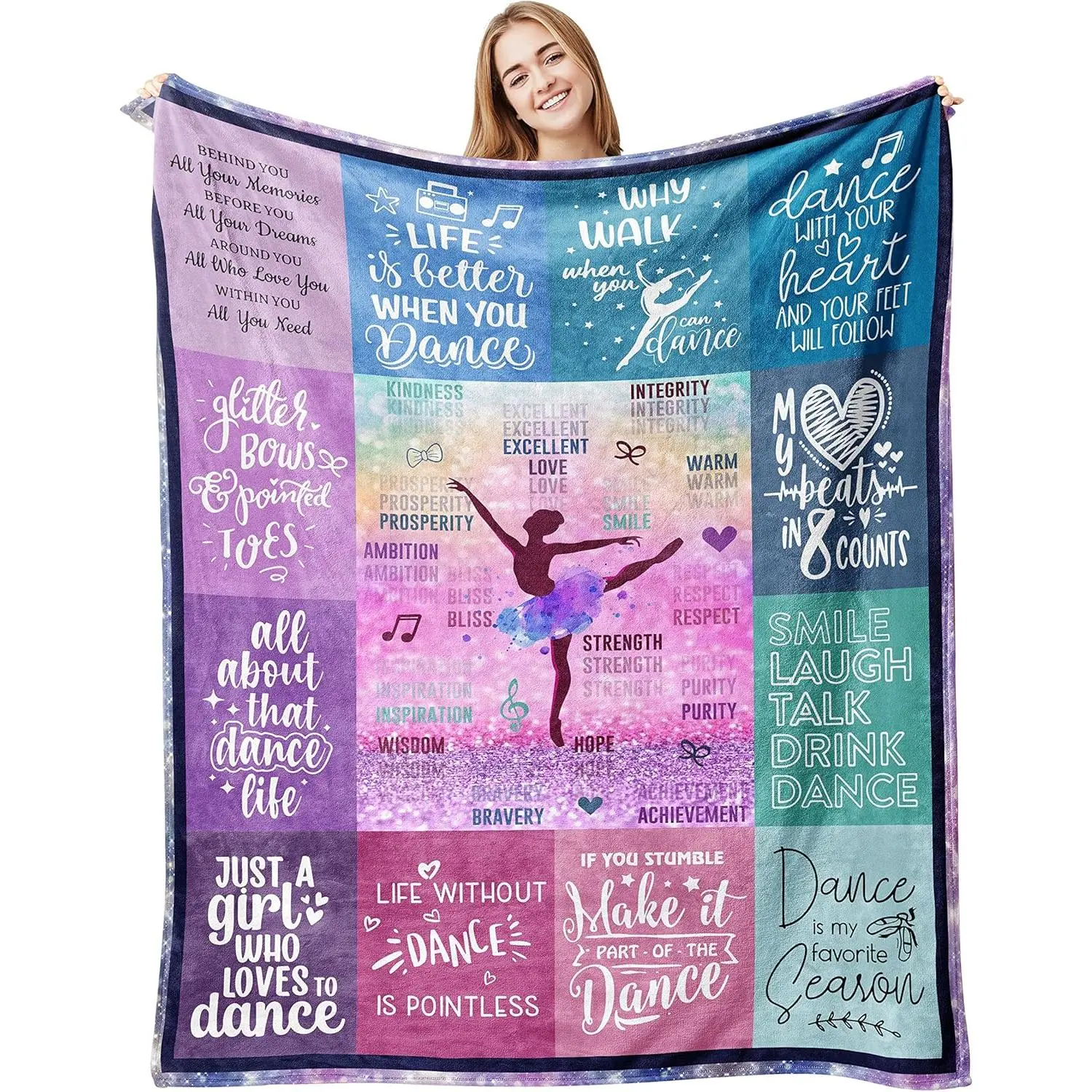 Dance Gifts Blanket 60’’x50’’, Dance Recital Gifts for Girls Teens Teacher Team, Ballet/Ballerina/Dancer Present, Dancing Staff/Accessories