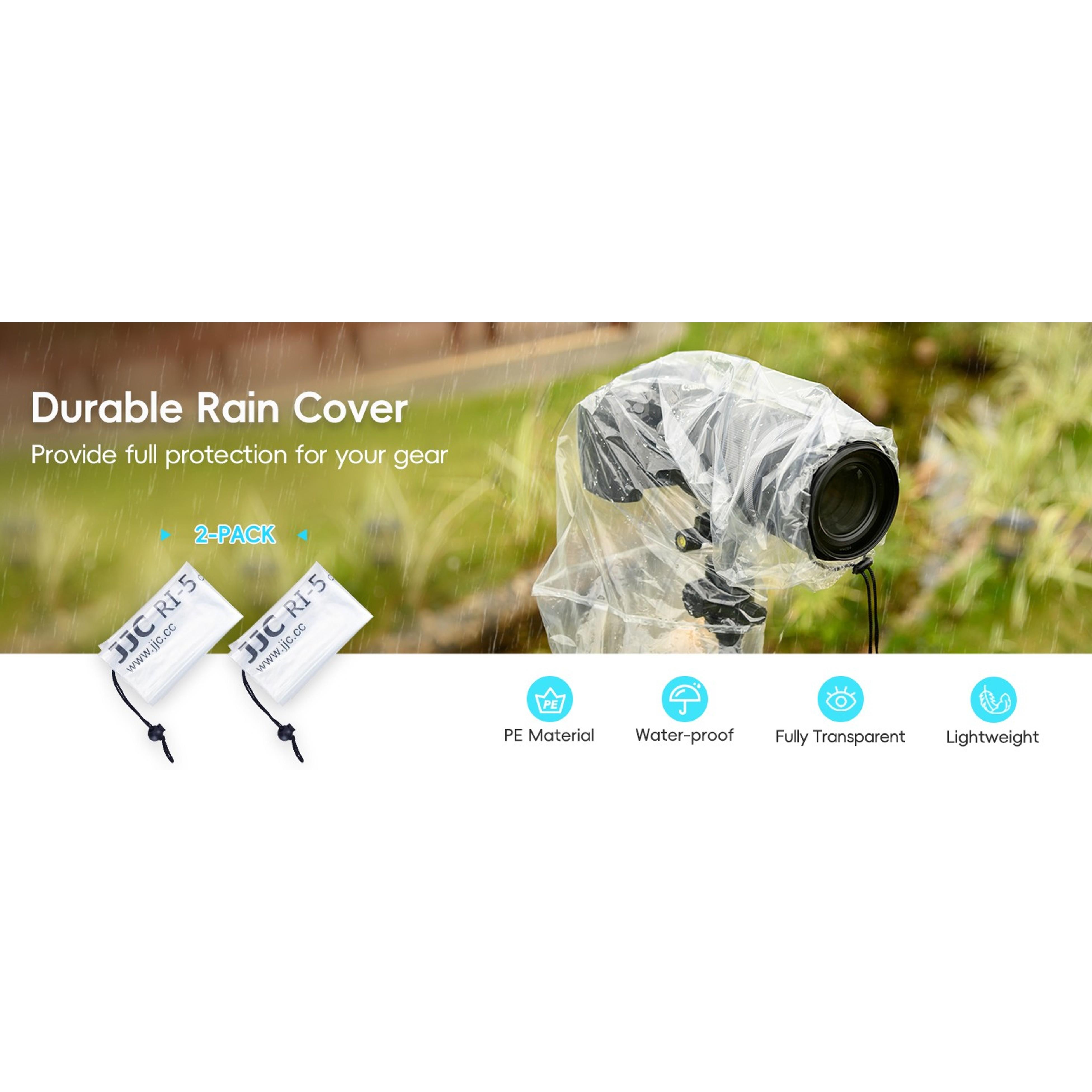 JJC Camera Rain Cover Sleeve for DSLR w/Lens up to 18", Waterproof, 2-Pack | Completely See-Through, Protects from Rain/Dust/Mud, PE Material, for Canon Nikon Fujifilm Sony Olympus Pentax Sigma DSLRGift