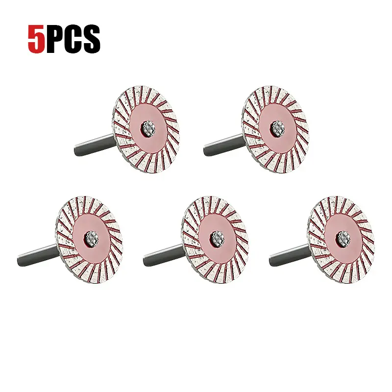LOZLIN 5PCS 1.5" Serrated Edge Rotary Diamond Blades with Handle, Abrasive Disc for Engraving, Cutting Marble, Granite, Tile - Power Tool Accessories
