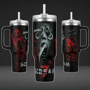 Ghostface Scream 7 Tumbler 40oz 20oz Movie Custom Cup 40 oz Tumbler With Handle, Tumbler 20oz No Handle, Gifts For Fans