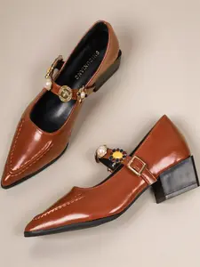 Vintage Square Toe Low Heel Boots, 5cm High Heel Coffee Color, Perfect for Office and Dinner Parties, Fashion Casual Flat Shoes