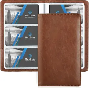 Max V. MaxGear PU Leather Business Card Organizer Book - Double-Sided Clear Sleeves, 240-Card Capacity, Portable Professional Binder for Office & Networking (Book Format)