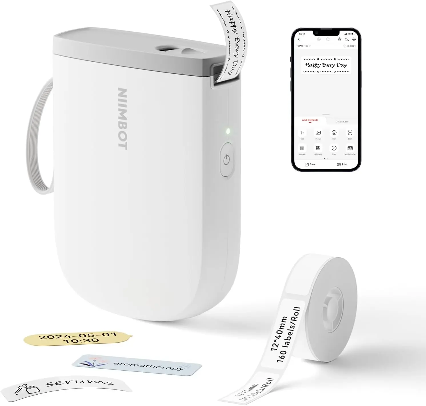 D11 New Version Label Maker Machine with Tape,300DPI Bluetooth Label Printer, Portable Thermal Printer,Sticker Maker for Organizing Home Office School,WhiteGift.