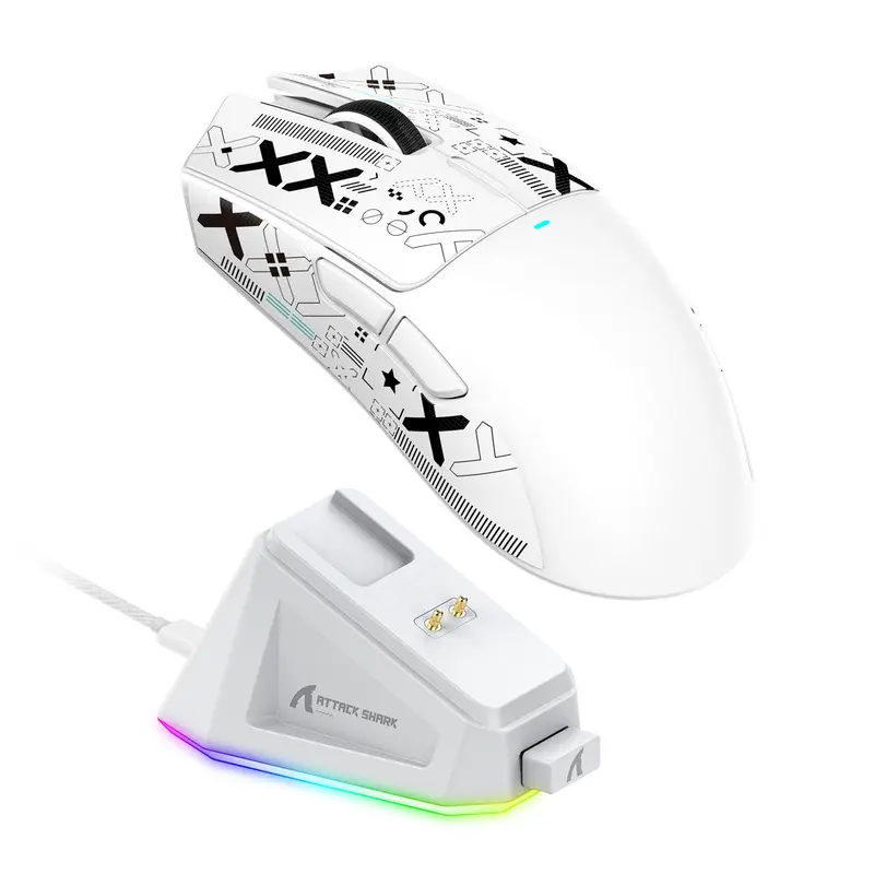 ATTACK SHARK X11 Lightweight Wireless Gaming Mouse with RGB Charging Dock, Tri-Mode (2.4G/USB-C Wired/Wireless), 22K DPI, PAW3311 Optical Sensor, HUYU Switch, 5 Programmable Buttons for PC/Mac, Pc Gaming Accessory, Gaming PC Accessories