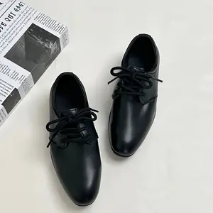 Boys' Lightweight Formal Black Oxford Shoes - Versatile Wedding Party & Everyday Lace-Up Dress Shoes with Pointed Toe, Breathable Fabric Lining & Durable TPR Sole, Shoes for Wedding, Polished Finish, Smooth Pu Exterior