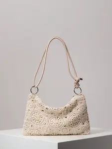 Boho Floral Hollow-Out Woven Bag for Women – Elegant Clutch & Shoulder Tote, Ideal for Weddings, Parties, Beach Holidays, Travel, Shopping, Bridesmaids, Valentine's & Birthday Gifts